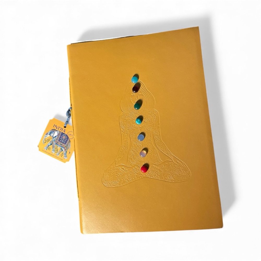 World Traveler Leather Chakra Journal Embossed Jeweled Notebook 140 Pages